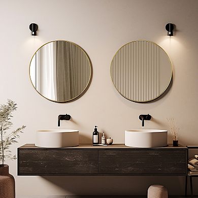 WallBeyond Farmhouse Metal Round Wall Mirror
