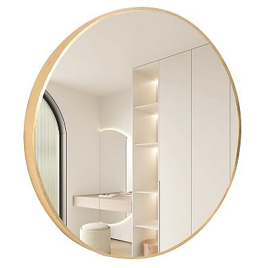 WallBeyond Farmhouse Metal Round Wall Mirror