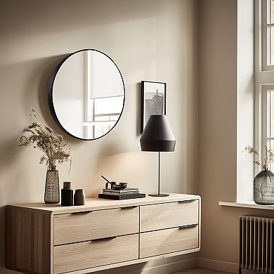 WallBeyond Farmhouse Metal Round Wall Mirror