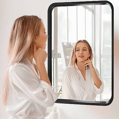 WallBeyond Farmhouse Round Corner MDF Wall Mirror