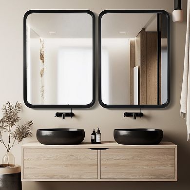 WallBeyond Farmhouse Round Corner MDF Wall Mirror