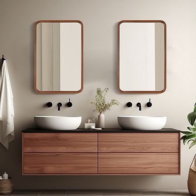 WallBeyond Farmhouse Round Corner MDF Wall Mirror
