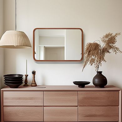 WallBeyond Farmhouse Round Corner MDF Wall Mirror