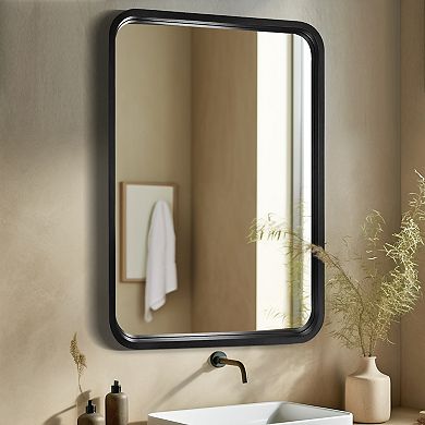 WallBeyond Farmhouse Round Corner MDF Wall Mirror