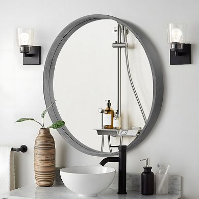 WallBeyond Farmhouse Wood Round Wall Mirror