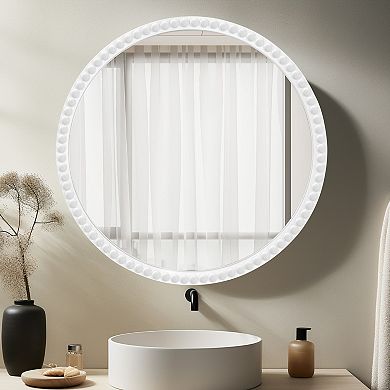 WallBeyond Farmhouse Beaded Round Wall Mirror
