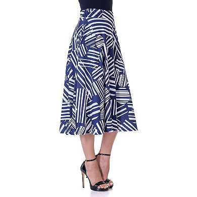Women's 24Seven Comfort Print Pleated Midi Skirt With Pockets