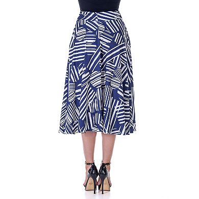 Women's 24Seven Comfort Print Pleated Midi Skirt With Pockets