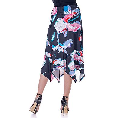 Women's 24Seven Comfort Floral Knee Length Handkerchief Hemline Skirt