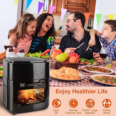 15.8qt Powerful 1400w Oilless Air Fryer With Touch Screen, Customized Temperature And Time