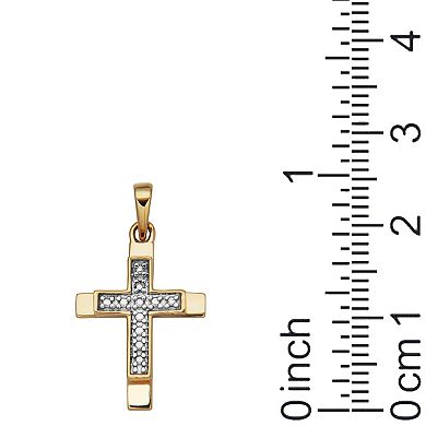 10k Gold Diamond Accent Cross Charm Pendant Necklace