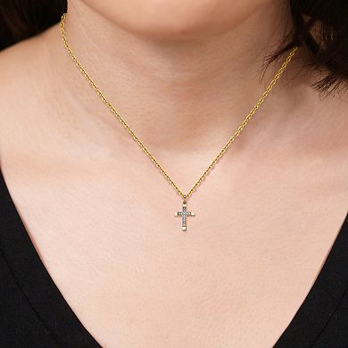 10k Gold Diamond Accent Cross Charm Pendant Necklace