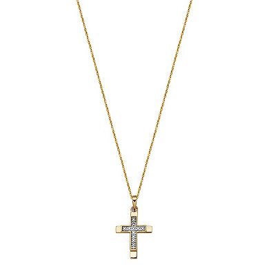 10k Gold Diamond Accent Cross Charm Pendant Necklace