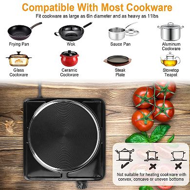 1500w, Portable Electric Single Burner Heating Plate Stove