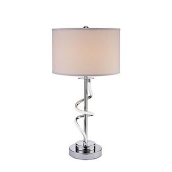 Jame 29 Inch Table Lamp, Drum Fabric Shade, Accent Round Chrome Base