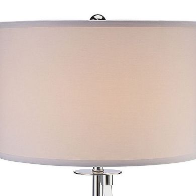 Jame 29 Inch Table Lamp, Drum Fabric Shade, Accent Round Chrome Base