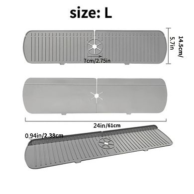 Faucet Sink Splash Guard Mat, 24x 5'', Silicone Water Catcher, Easy To Use, Effortless Cleaning