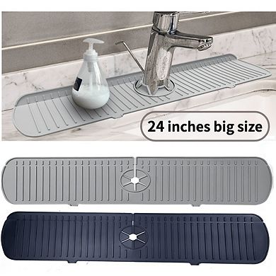 Faucet Sink Splash Guard Mat, 24x 5'', Silicone Water Catcher, Easy To Use, Effortless Cleaning