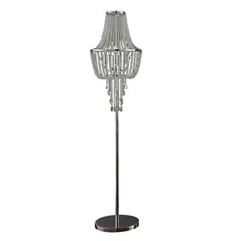 Cara 62 Inch Floor Lamp, Hanging Drop Design, Crystal And Metal, Chrome