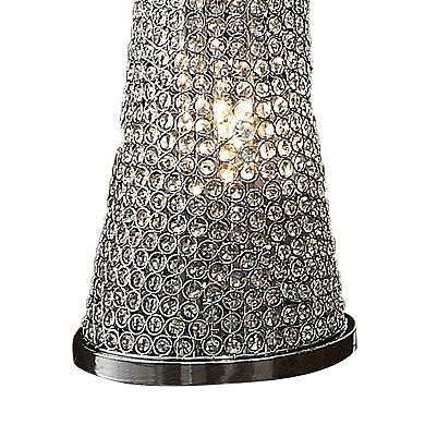 Wren 57 Inch Floor Lamp, Crystal Base With Subtle Curve, Metal, Silver