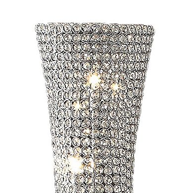 Wren 57 Inch Floor Lamp, Crystal Base With Subtle Curve, Metal, Silver