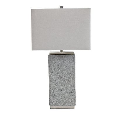 Resin Table Lamp With Faux Concrete Finish And Hardback Shade,set Of 2,gray