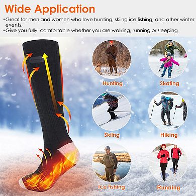 Black, Battery Powered, Rechargeable Electric Heated Socks
