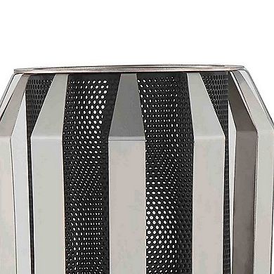 Pin 13 Inch Table Lamp, Accent Cylinder Metal Shade, Round Base, Black