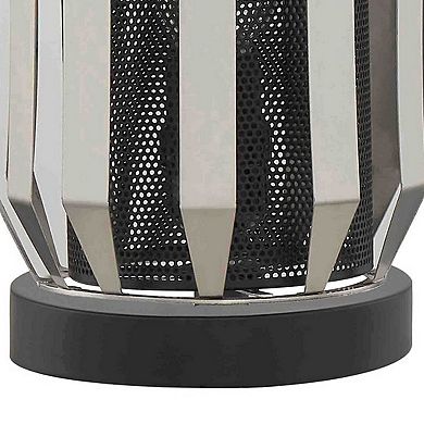 Pin 13 Inch Table Lamp, Accent Cylinder Metal Shade, Round Base, Black