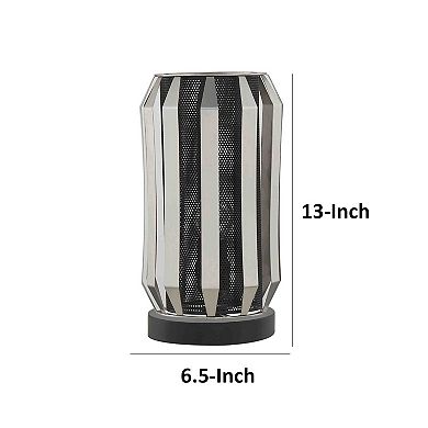 Pin 13 Inch Table Lamp, Accent Cylinder Metal Shade, Round Base, Black