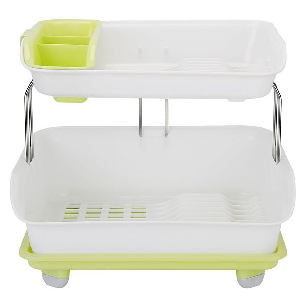 2tier Dish Drying Rack With Holder, 16.5x12.2x15'', Fast Drainage
