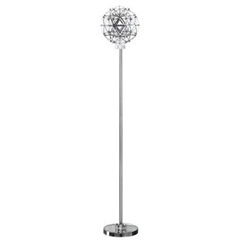 Cue 72 Inch Floor Lamp, Globe Shade, Nickel Metal Frame, Round Base