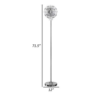 Cue 72 Inch Floor Lamp, Globe Shade, Nickel Metal Frame, Round Base