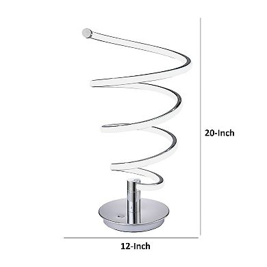 Sun 20 Inch Table Lamp, Accent Twisted Modern Design, Led Light Chrome Base