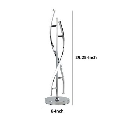 Jam 29 Inch Table Lamp, Led Light, Round Base, Accent Silver Metal Base