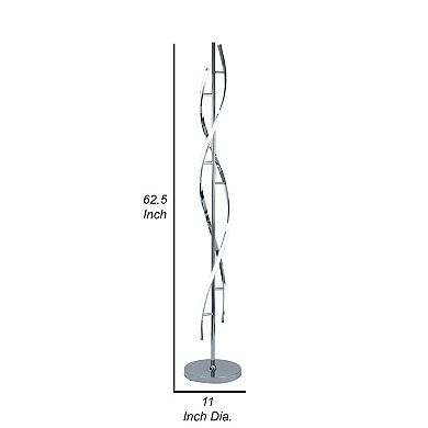 Jam 63 Inch Floor Lamp, Led, Metal Round Base, Accent Silver Metal Base