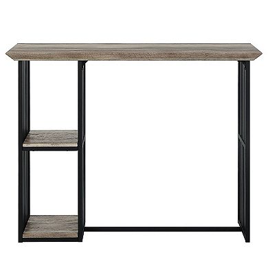 Nori 47 Inch Counter Height Table, 2 Shelves, Antique Oak Brown And Black