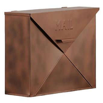 Envelope Shaped Wall Mount Metal Mail Box, Copper