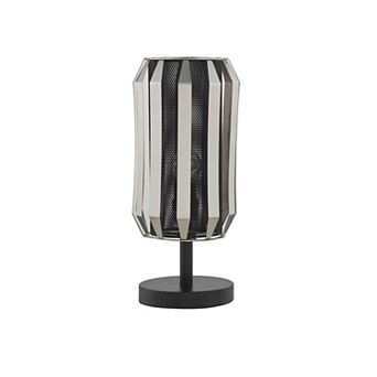 Pin 14 Inch Table Lamp, Accent Cylinder Metal Shade, Round Base, Black