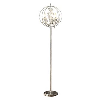 Shine 61 Inch Floor Lamp, Chandelier Style, Crystal And Metal, Chrome