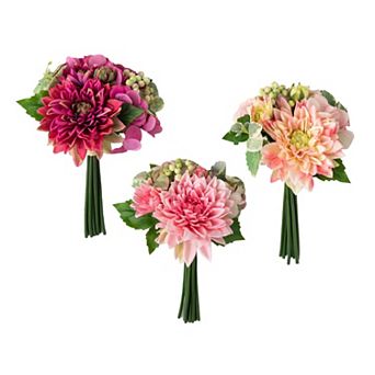 12.25 in Artificial Bright Dahlia Bouquets 3 pc Set