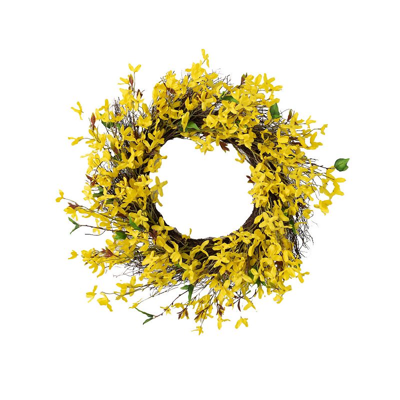 Sullivans Artificial Forsythia & Twig Wreath 24 H Yellow