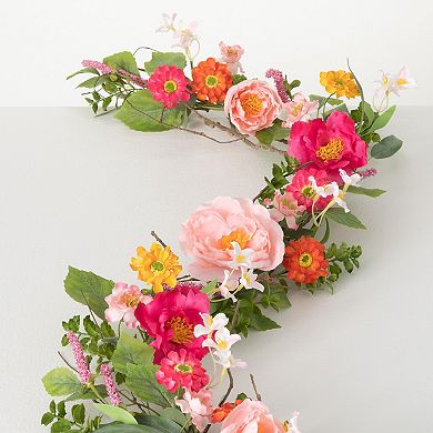 Sullivan's Artificial 66.25" Vibrant Floral Garland