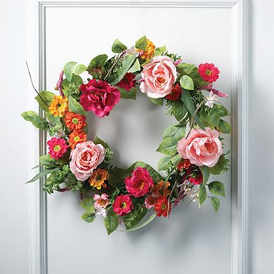 Sullivan's Artificial 24" Vibrant Floral Wreath Wall Decor