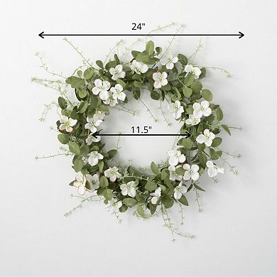 Sullivan's Artificial 24" Dogwood Wreath Wall Decor