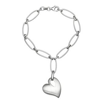 Sterling Silver Heart Charm Bracelet