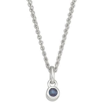 Sterling Silver Blue Sapphire Charm Necklace