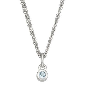 Sterling Silver Aquamarine Charm Necklace
