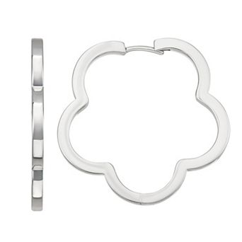 Sterling Silver Open Flower Hoop Earrings