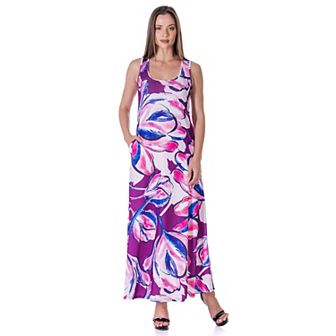 Women's 24Seven Comfort Apparel Scoopneck Sleeveless Maxi Dress With Pockets